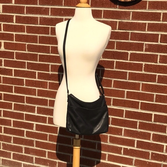 margot Handbags - Margot Black Leather Crossbody Bag with Silver Hardware